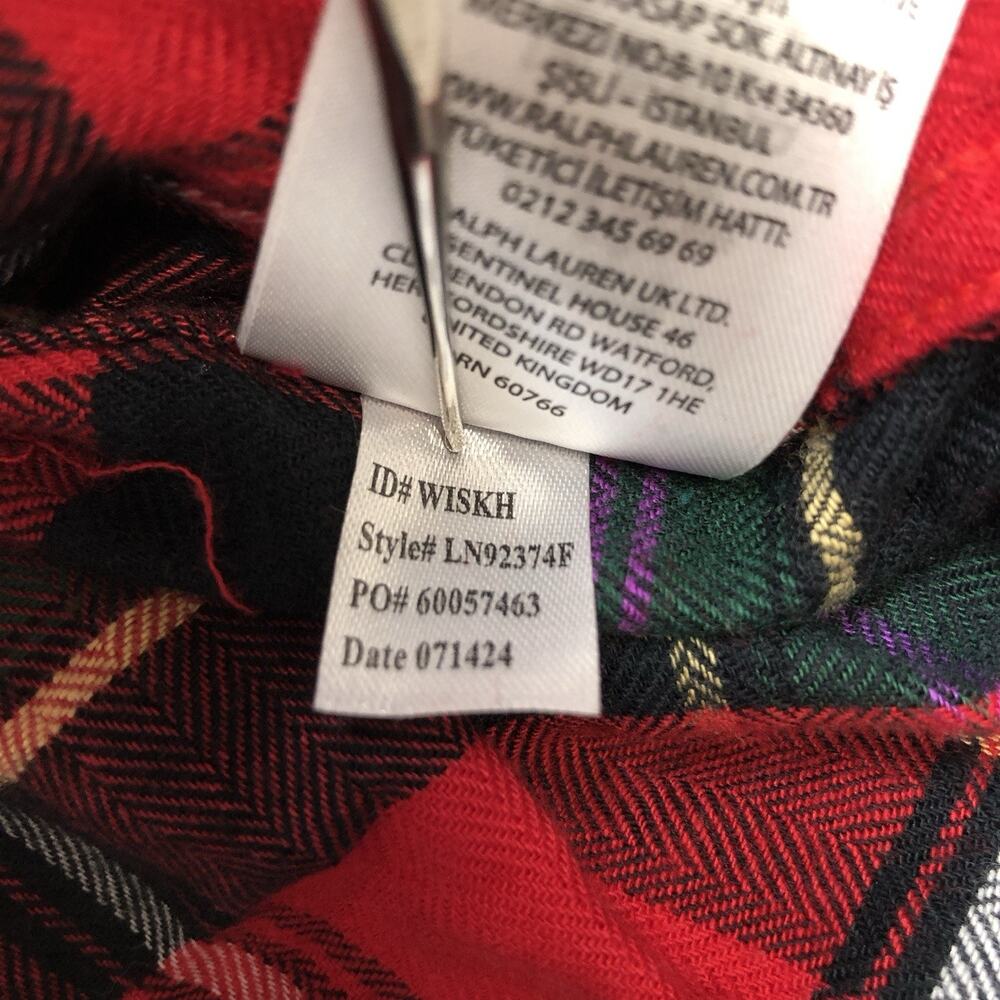 Lauren Ralph Lauren Womens Plaid Pajama Set SIZE SMALL Red Button Up Long Sleeve - Picture 9 of 16